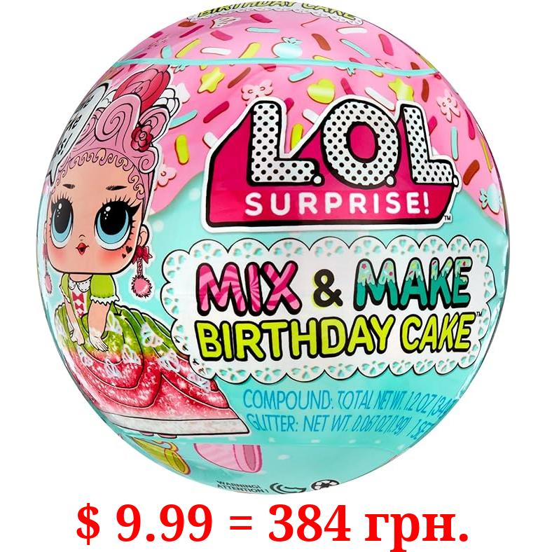 LOL Surprise Mix & Make Birthday Cake Tots- with Collectible Doll, DIY Cake Dress, Cake Making and Decorating, Ingredients and Glitter Sprinkles, Cake Dress Doll- Great Gift for Girls Age 3+
