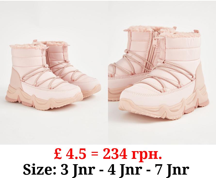 Pink Fur Lined Mountain Snowboots