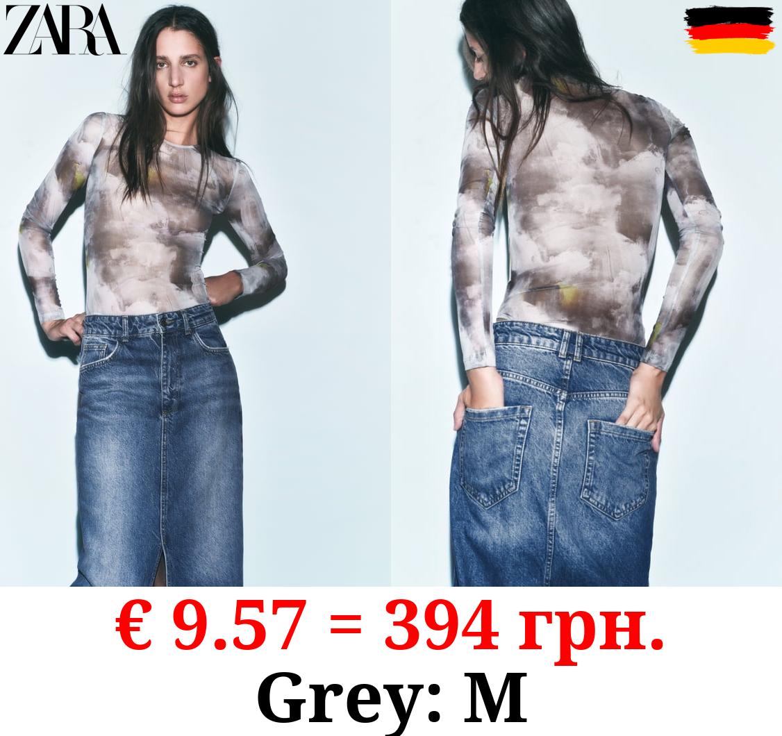 PRINTED TULLE BODYSUIT