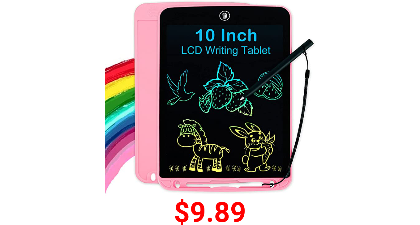 Girls Toys Gifts LCD Writing Tablet for Kids 10 Inch, Colorful Doodle Board Drawing Tablet with Lock Function, Erasable Reusable Writing Pad, Educational Girls Toys Gifts for 3-6 Year Old Girls
