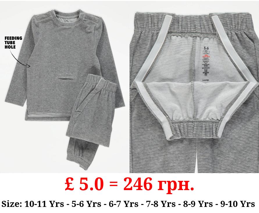 Easy On Adaptive Grey Ribbed Sweatshirt and Joggers Outfit