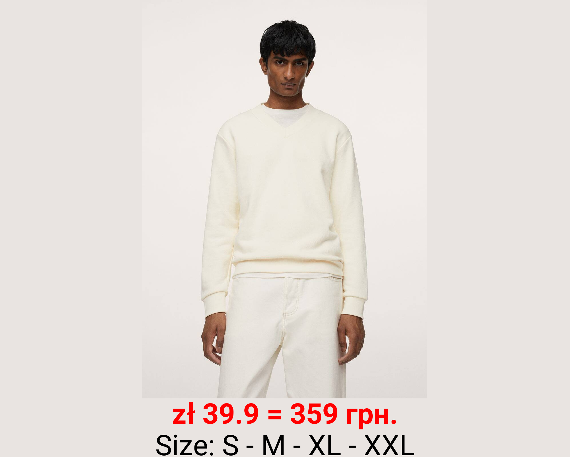 Sudadera algodón cuello pico