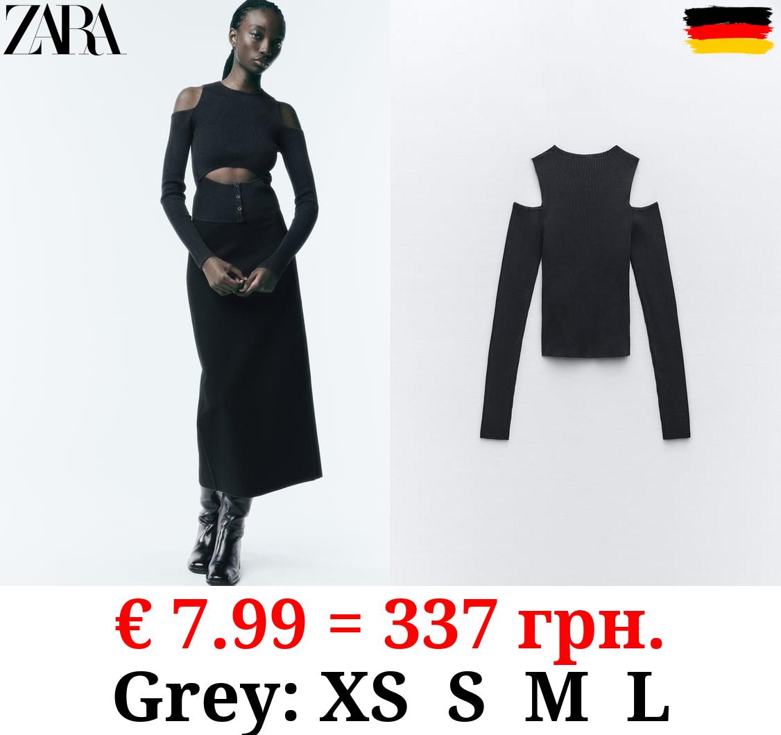 ACID WASH KNIT CUT-OUT TOP