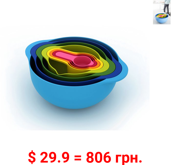 Joseph Joseph Duo 8- Food Preparation & Measuring Cup Space-Saving Set, Plastic, Multi-color