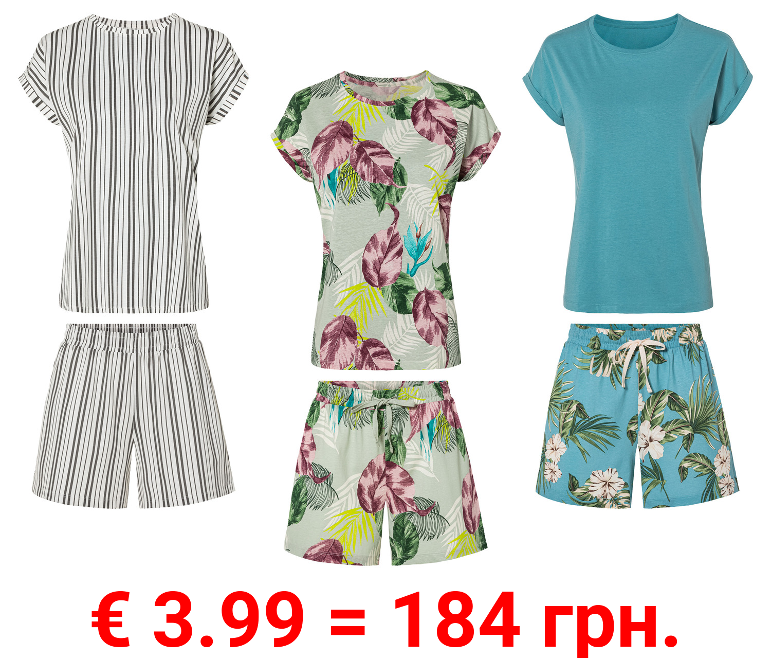 esmara® Damen Pyjama aus reiner Baumwolle