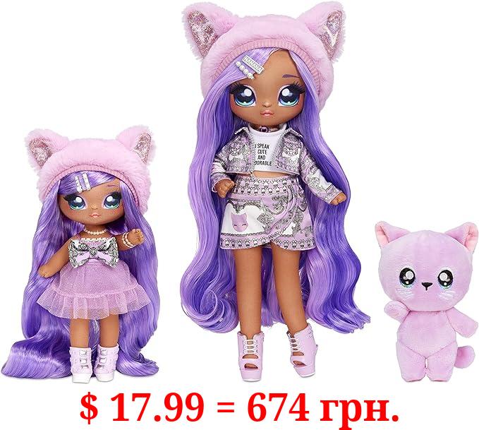 Na Na Na Surprise Family Soft Doll Multipack of 2 Fashion Dolls + Cute Pet Kitty, Chic Outfits, Long Hair & Poseable, Includes 12 Accessories - Gift for Kids, Toy for Girls Boys Ages 5 6 7 8+ Years