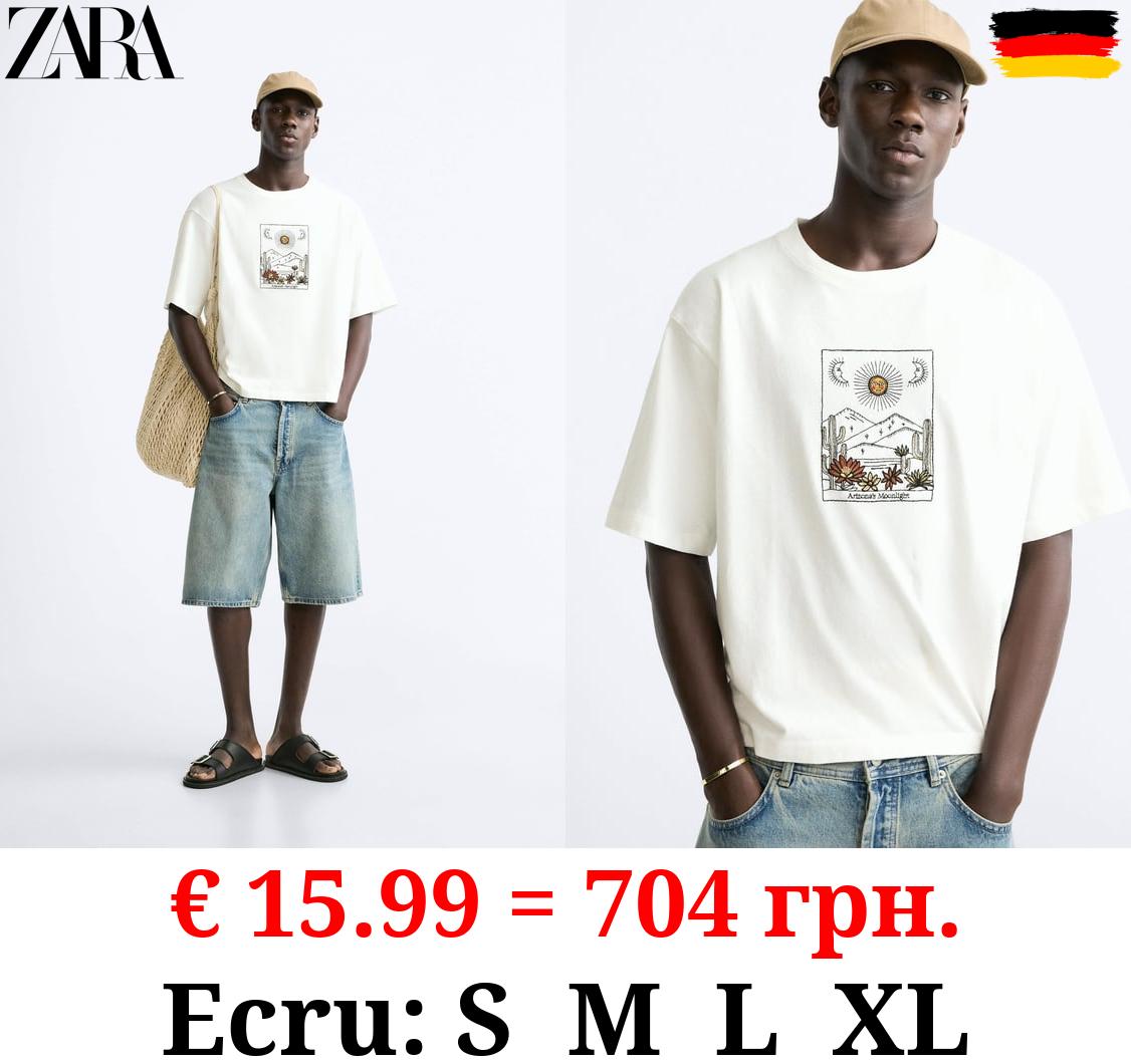 T-SHIRT WITH LANDSCAPE EMBROIDERY