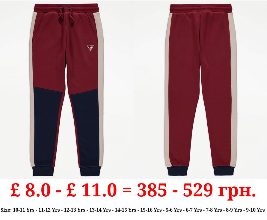 Red Colour Block Joggers