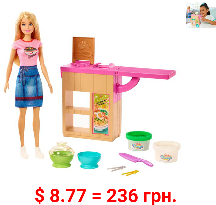 Barbie Noodle Bar Playset With Blonde Doll, Workstation, Accessories