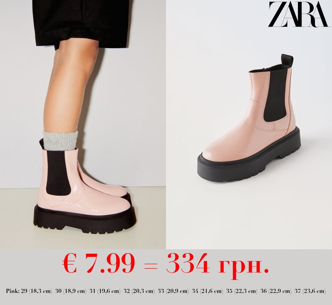 FAUX PATENT CHELSEA BOOTS