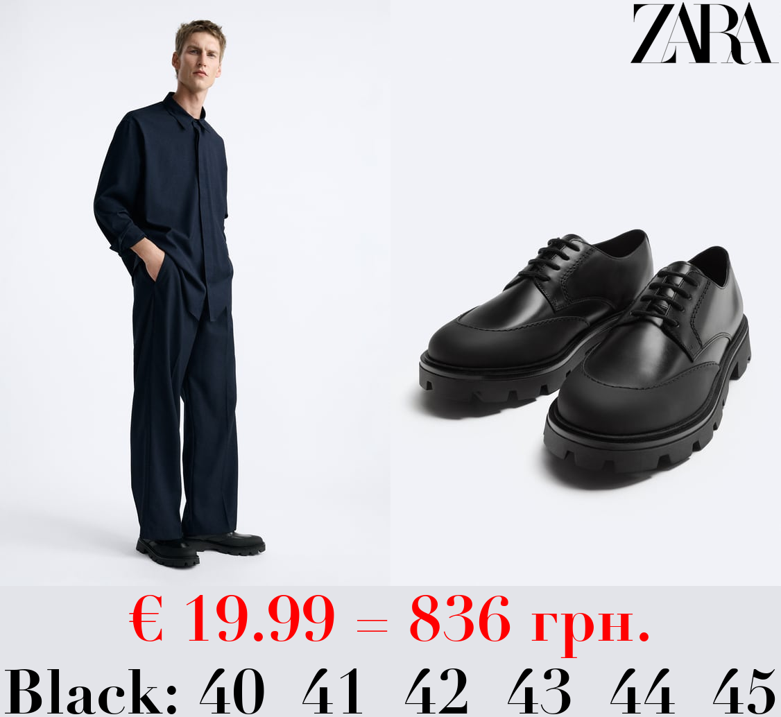 LEATHER SHOES WITH TRIM