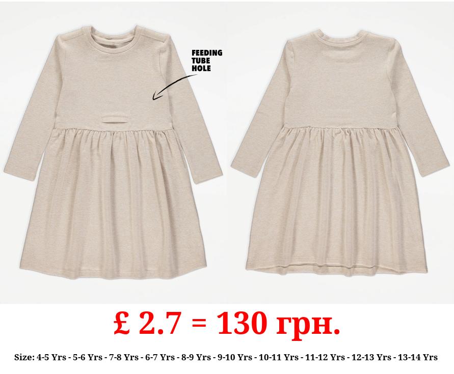 Easy On Adaptive Neutral Soft Knit Long Sleeve Dress