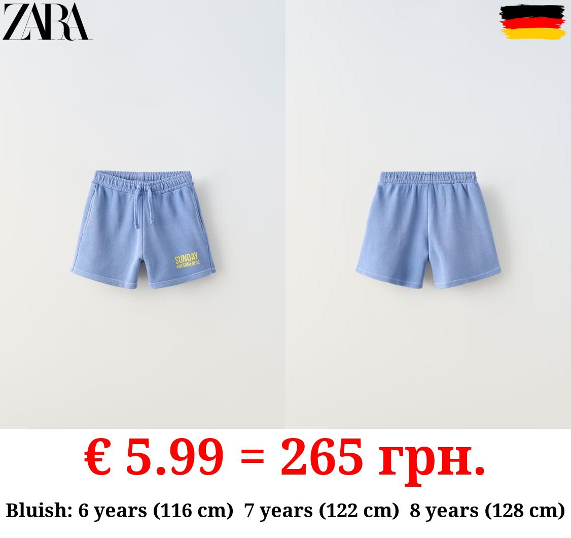 PLUSH JERSEY BERMUDAS WITH SLOGAN