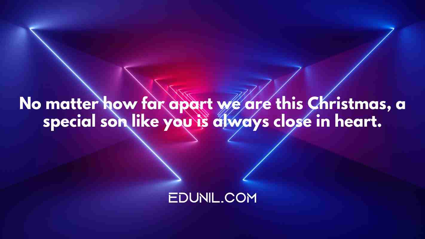 No matter how far apart we are this Christmas, a special son like you is always close in heart. - 
