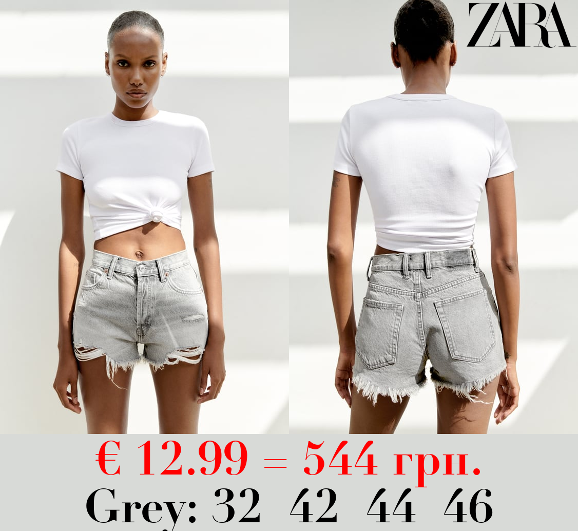 MID-RISE TRF DENIM SHORTS