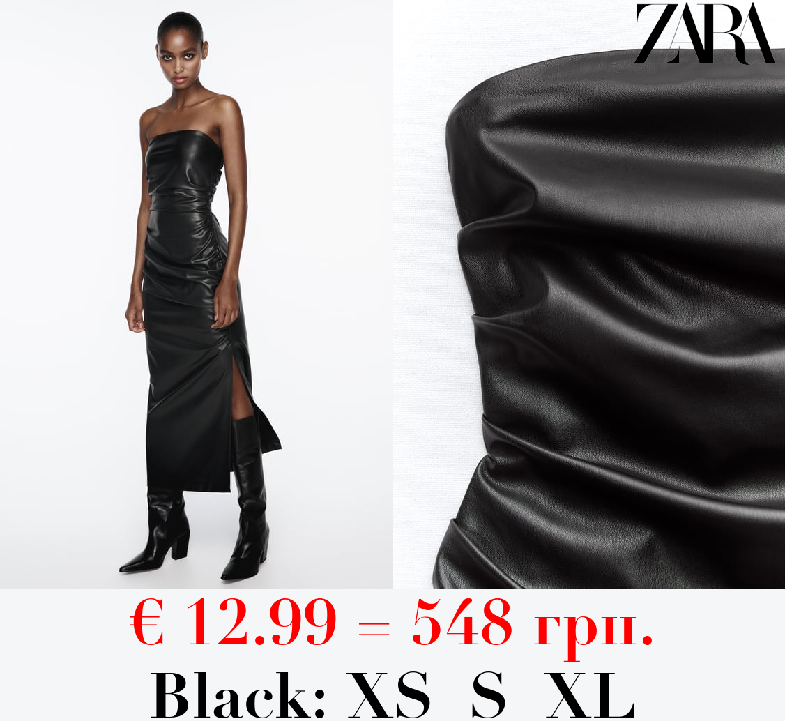 LEATHER EFFECT STRAPLESS DRESS