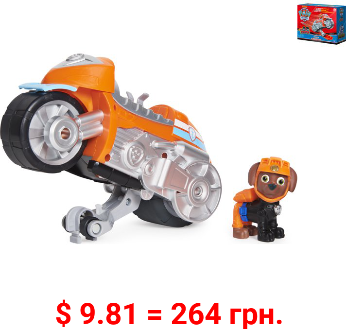 PAW Patrol, Moto Pups Zuma’s Deluxe Pull Back Motorcycle Vehicle with Wheelie Feature and Toy Figure
