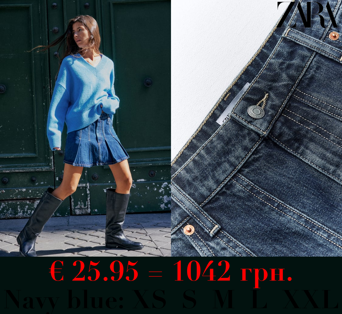 TRF DENIM PLEATED SKIRT