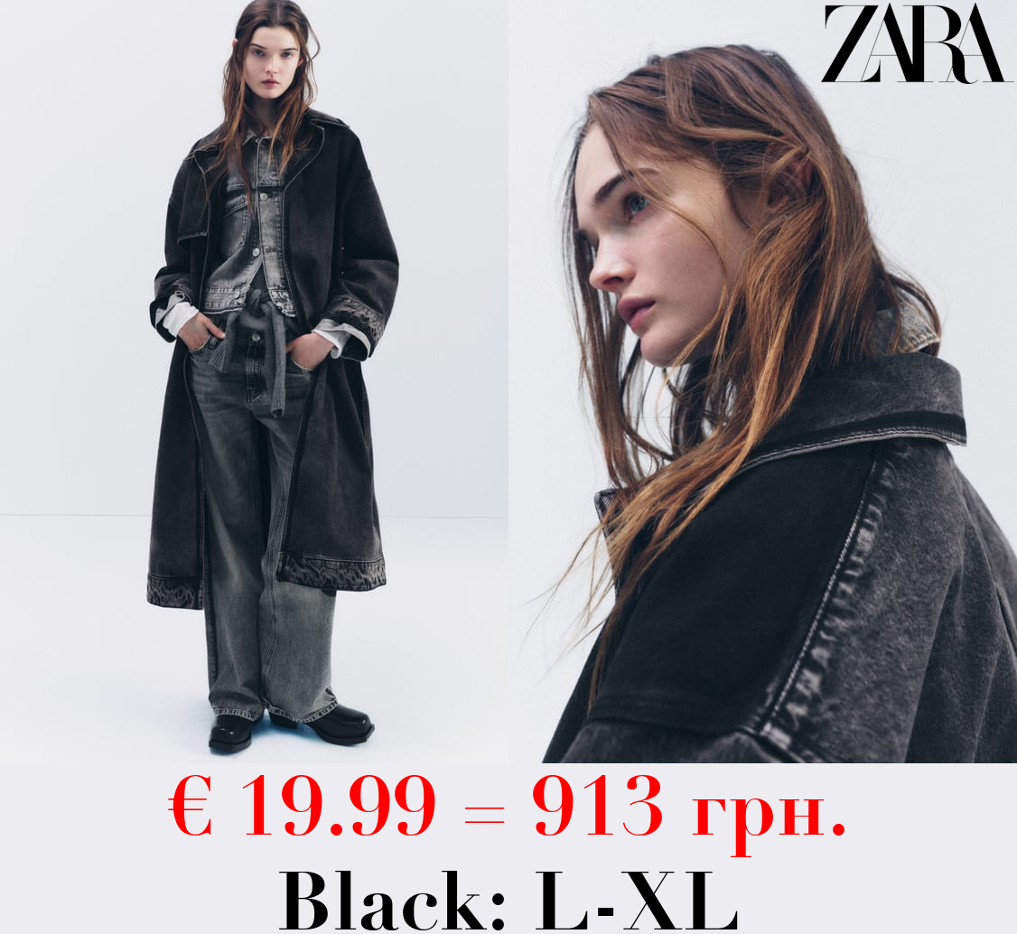 TRF DENIM OVERSIZE TRENCH JACKET