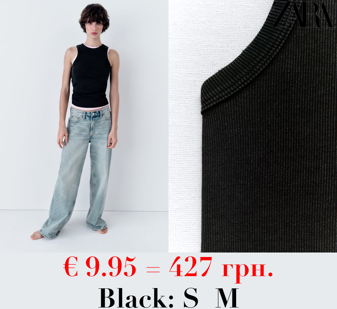 FADED-EFFECT RIB T-SHIRT