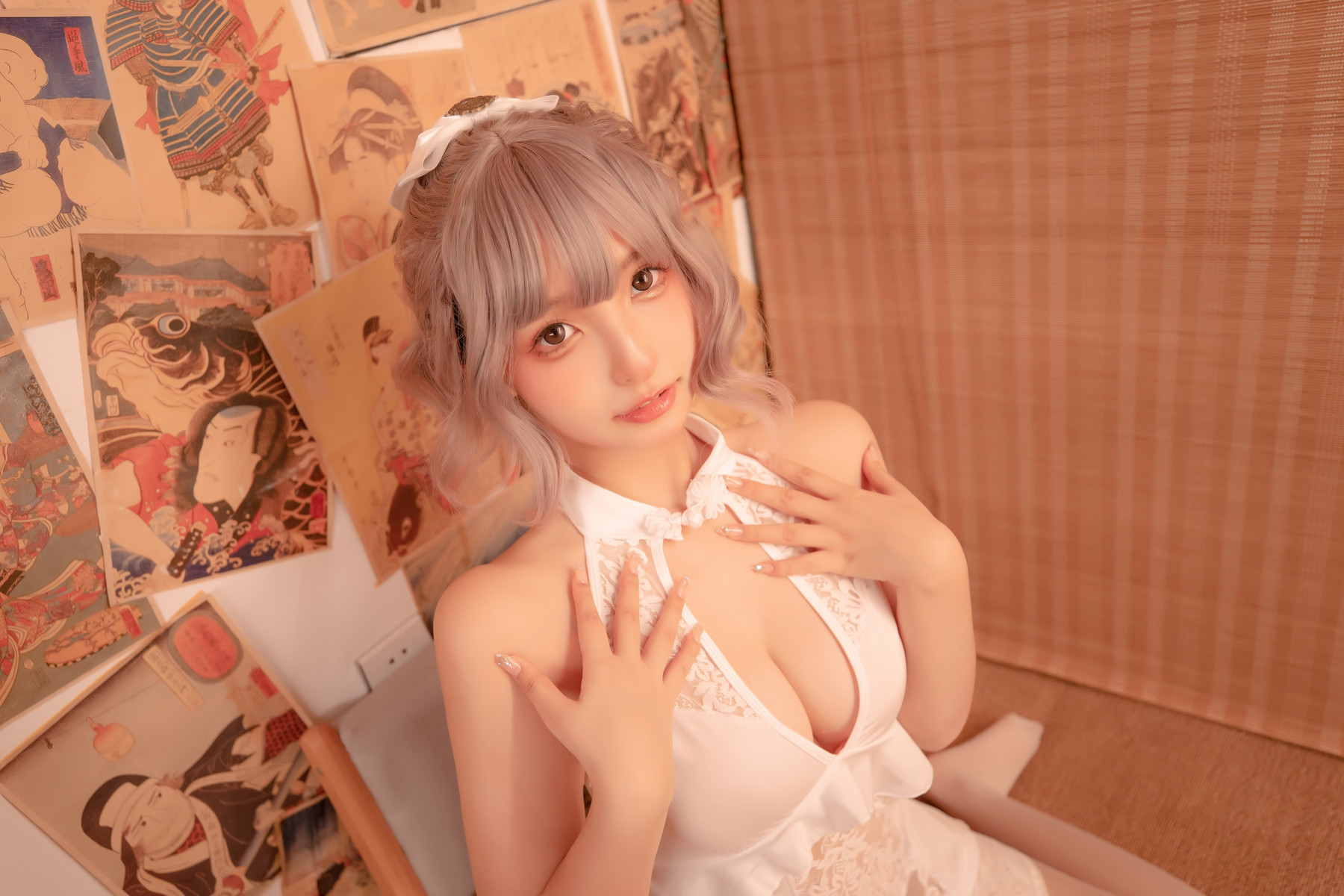 Cosplay 神楽板真冬 白旗袍 11
