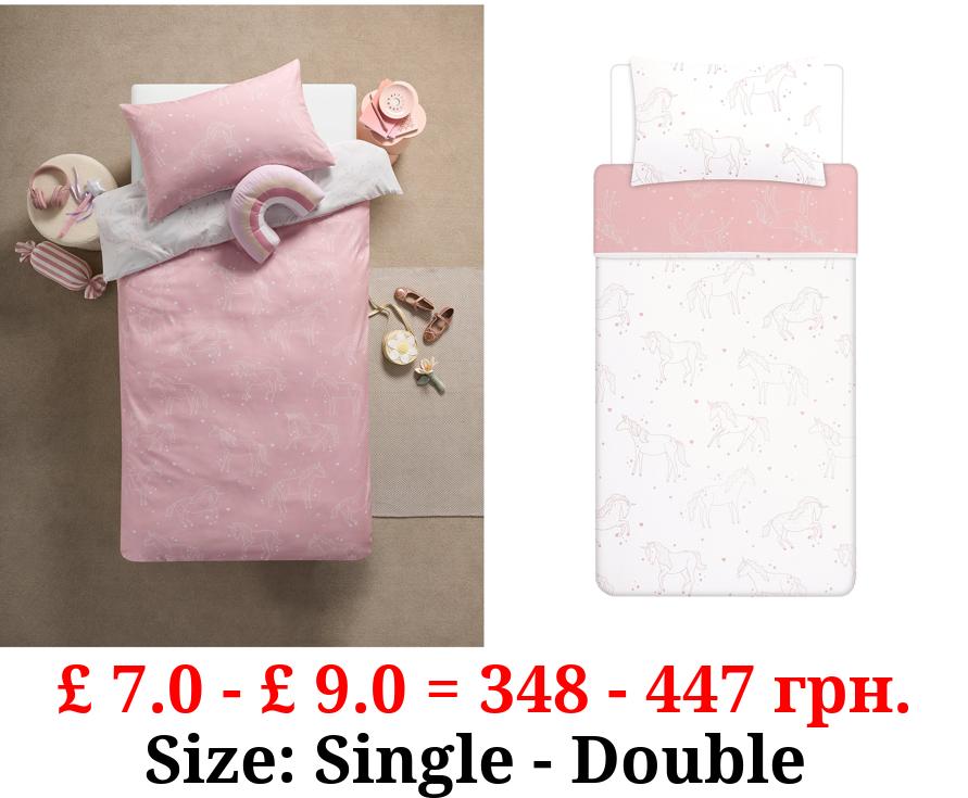 Pink Unicorn Reversible Duvet Set
