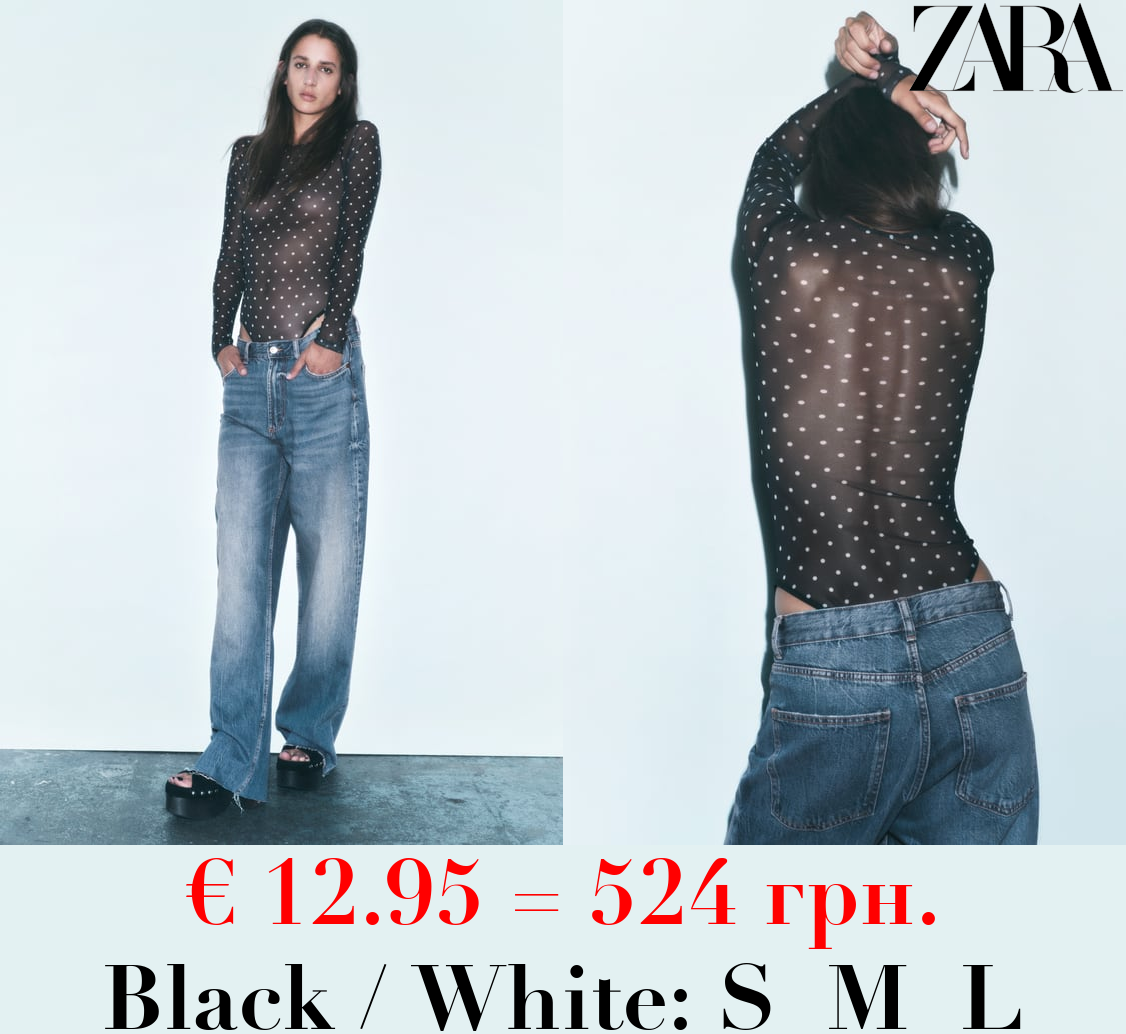 PRINTED TULLE BODYSUIT