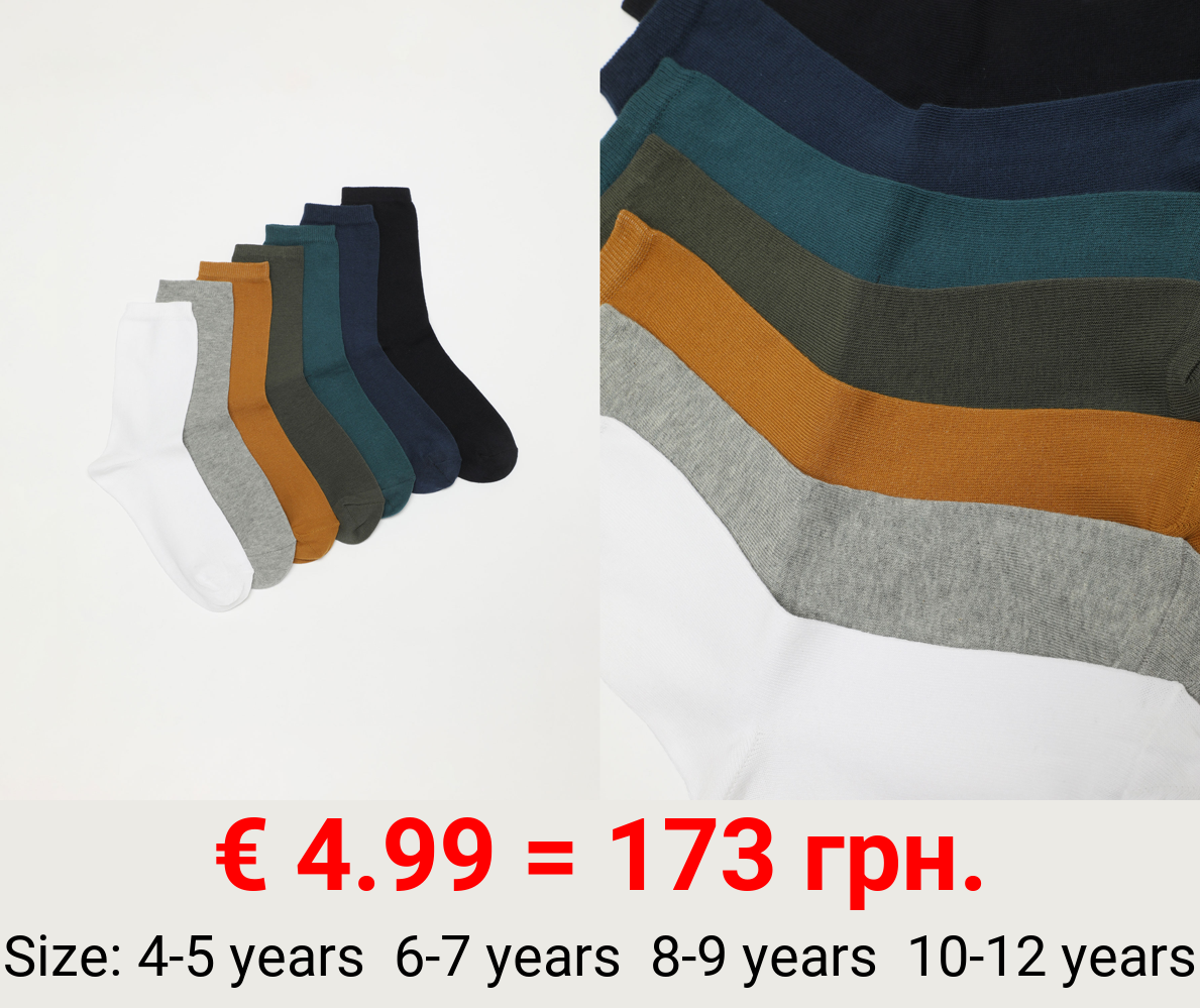 Pack of 7 pairs of basic coloured long socks