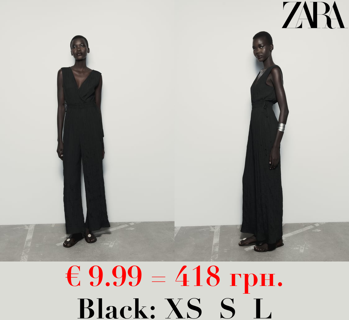 SATIN JUMPSUIT WITH WRINKLED EFFECT