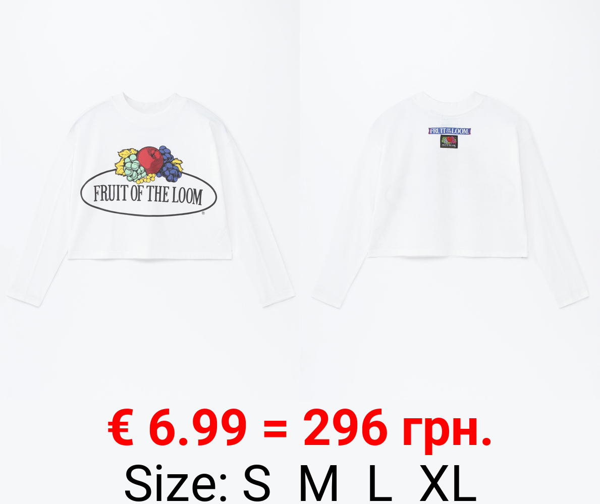 Fruit of the Loom ® cropped long sleeve T-shirt