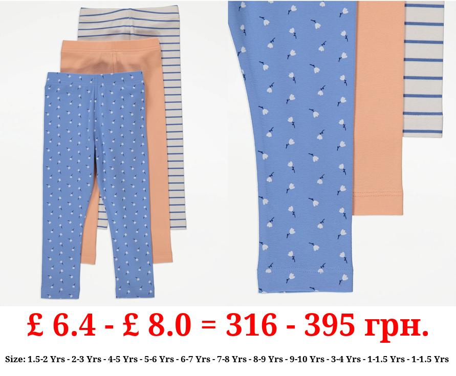 Floral Stripe Leggings 3 Pack
