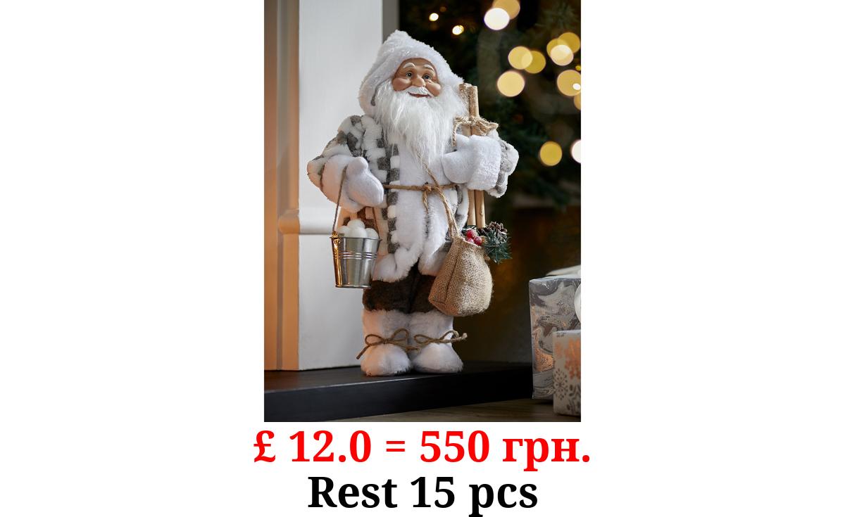 Grey & White Santa Christmas Decoration