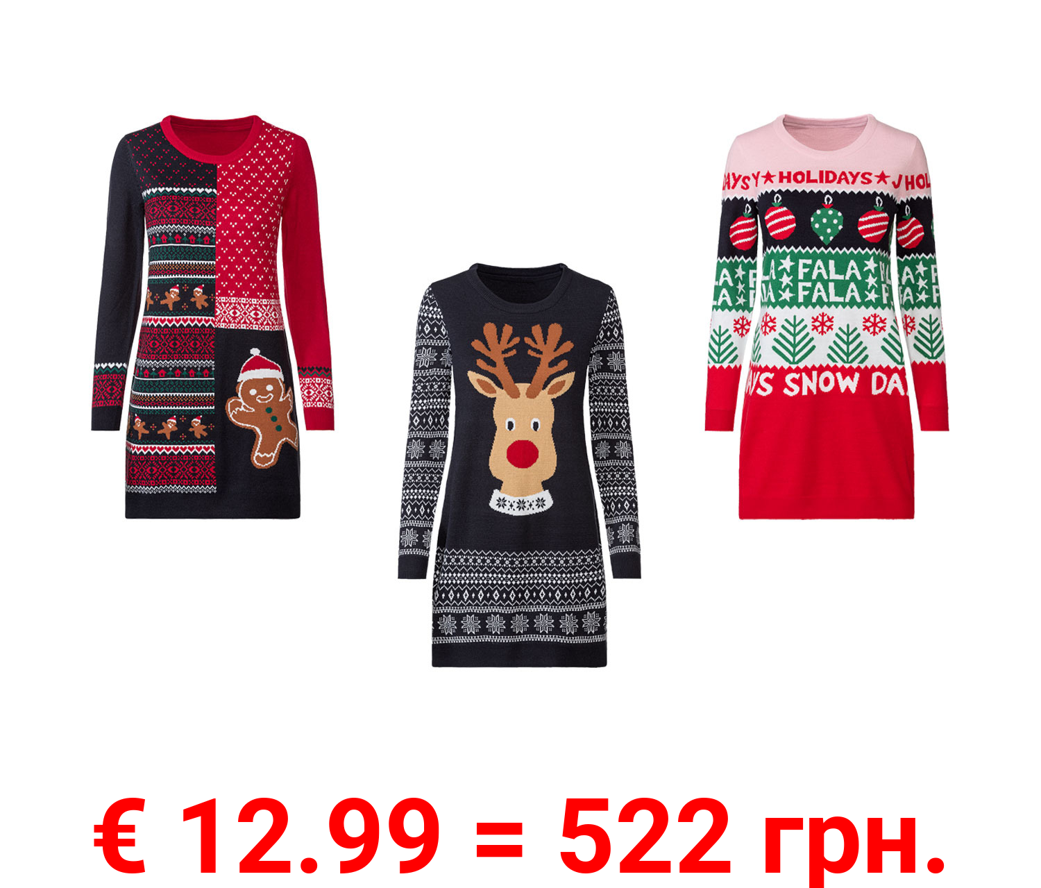 esmara® Damen Strickkleid mit weihnachtlichem Muster