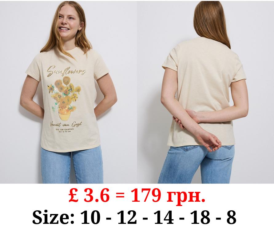 The National Gallery Van Gogh Sunflowers Cream T-Shirt