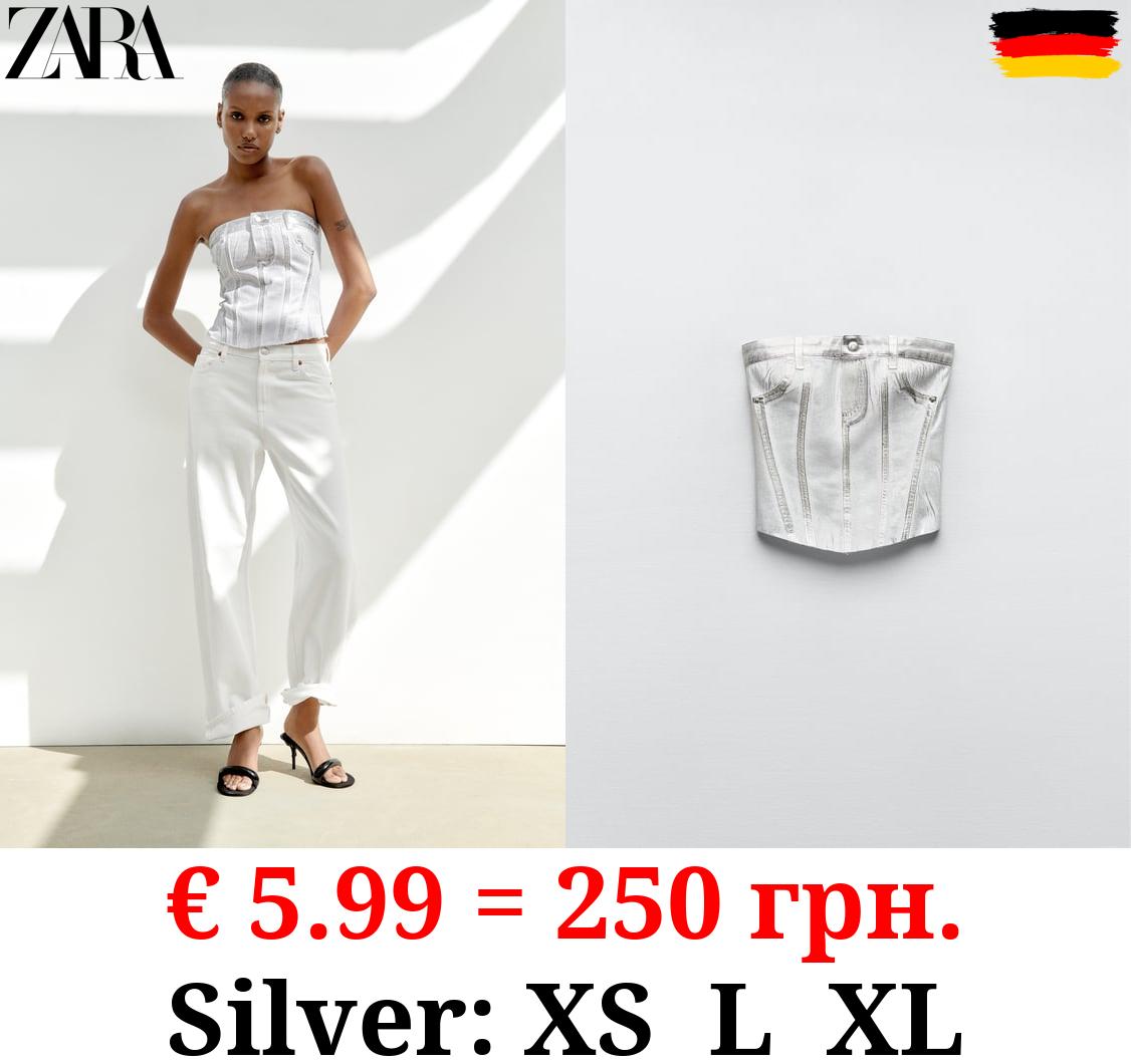 METALLIC STRAPLESS TOP