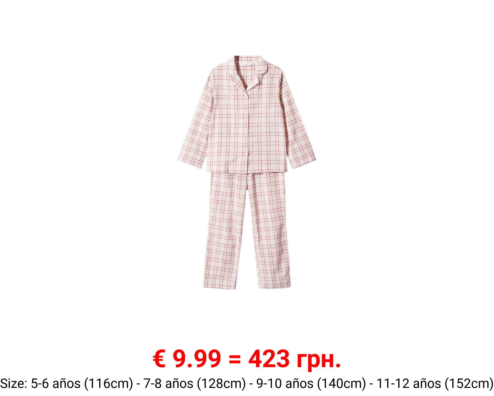 Pijama dos piezas largo cuadros