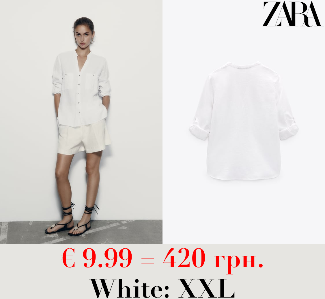 ROLL-UP SLEEVE LINEN BLEND SHIRT