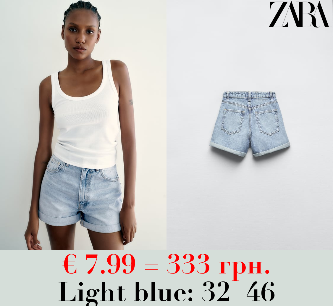 TRF HIGH-RISE MOM FIT DENIM BERMUDA SHORTS