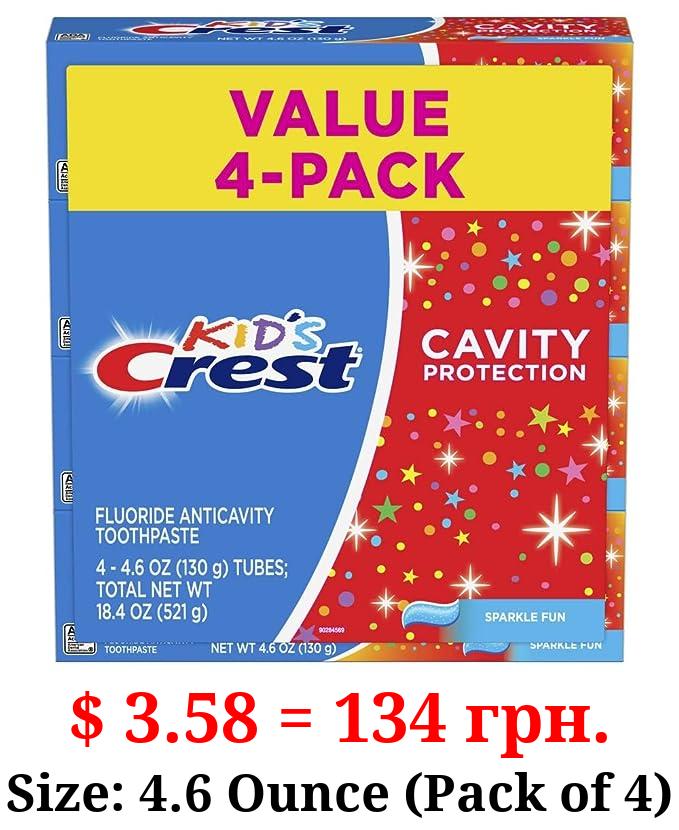 Crest Kids Cavity Protection Toothpaste, Sparkle Fun Flavor, 4.6 oz 4 Pack