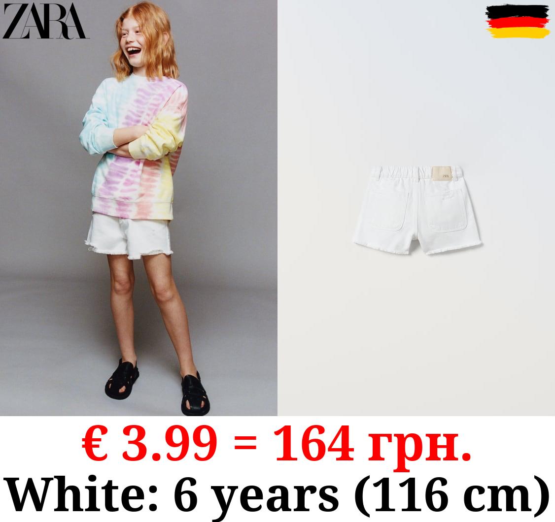 FRAYED DENIM BERMUDA SHORTS