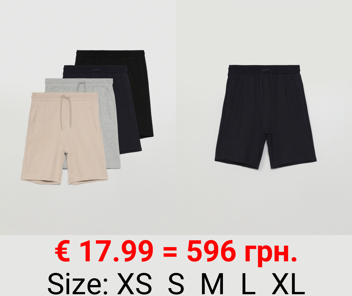 Pack of 4 pairs of basic jogging Bermuda shorts