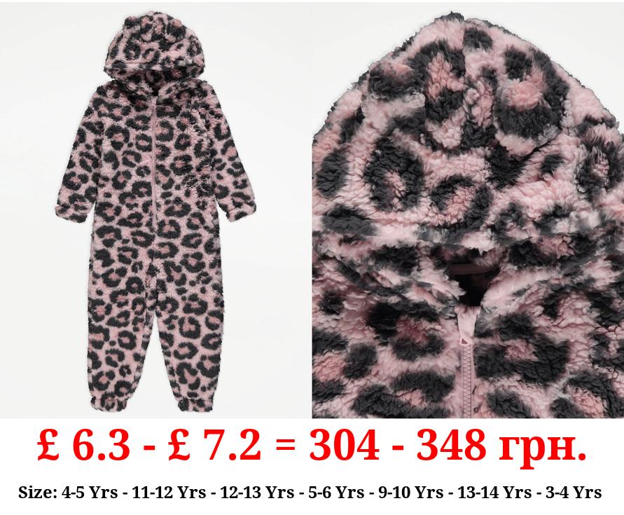 Pink Leopard Fleece Onesie