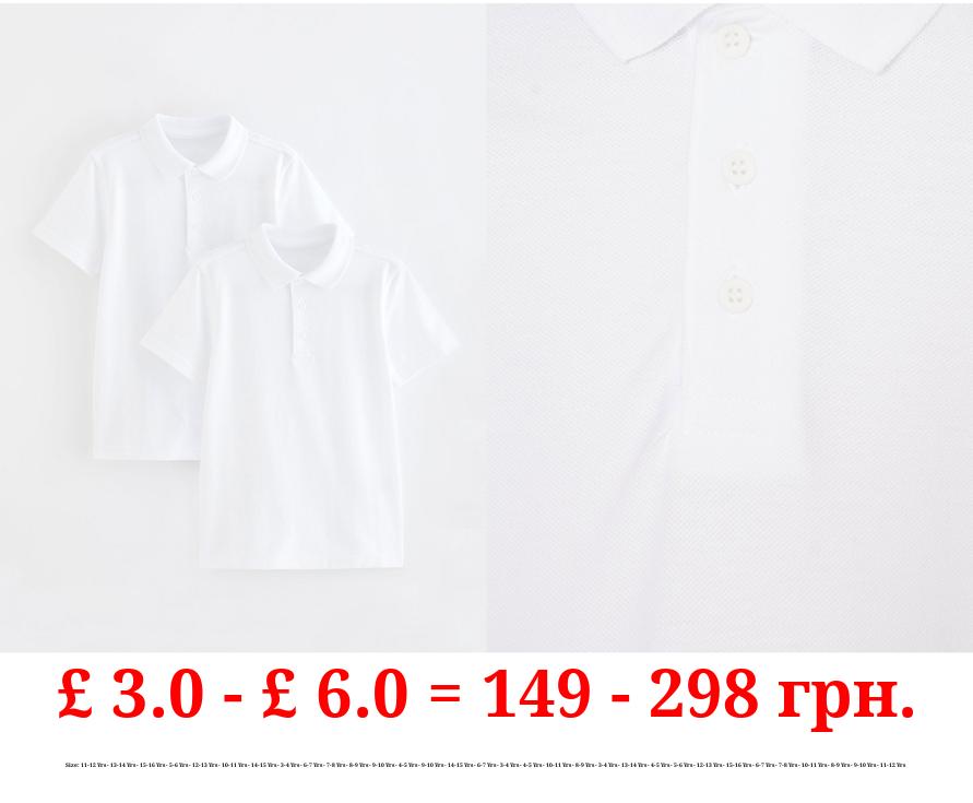 White Short Sleeve School Polo Shirts 2 Pack