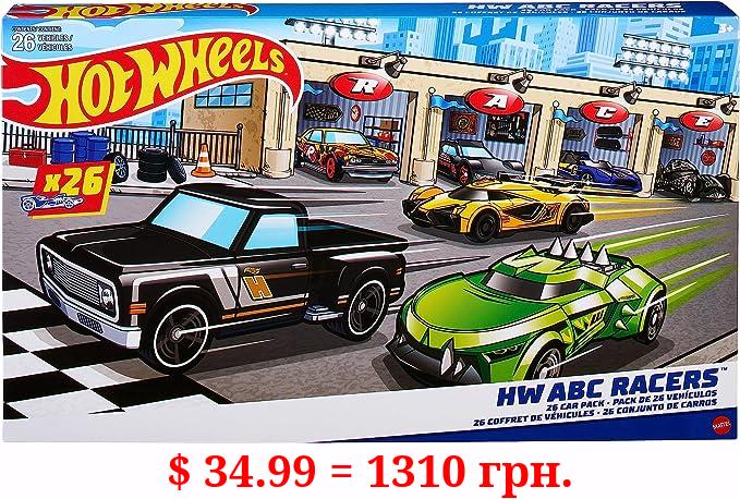 Hot Wheels ABC Racers, 26 Hot Wheels Cars in 1:64 Scale with Letters of The Alphabet, Learn to Spell & Read with Hot Wheels Toy Cars