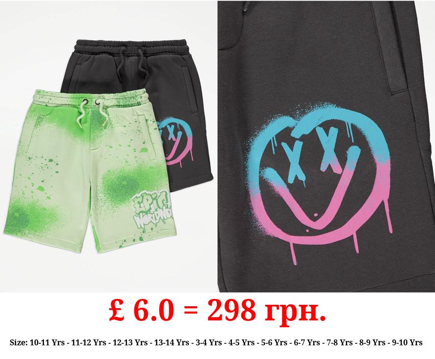 Graffiti Smiley Shorts 2 Pack