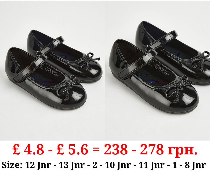 Wide Fit Black Patent Ballet Shoes