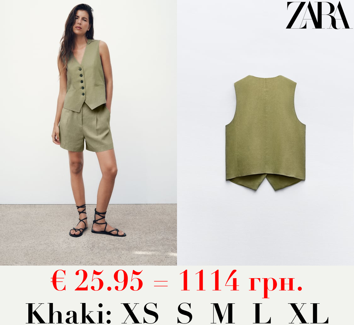 TAILORED LINEN BLEND WAISTCOAT