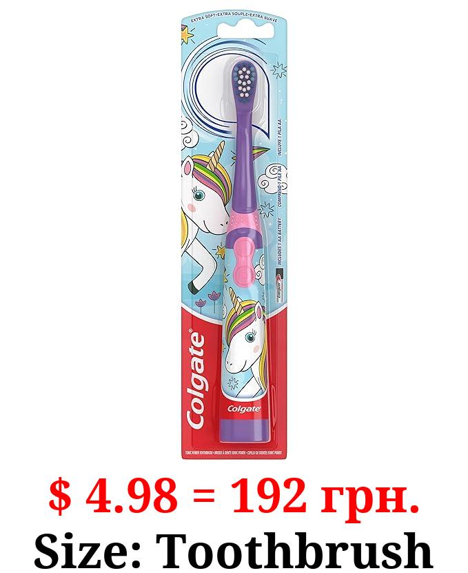 Colgate Kids Battery Powered Toothbrush, Unicorn, Extra Soft Toothbrush, Ages 3 and Up, 1 Pack