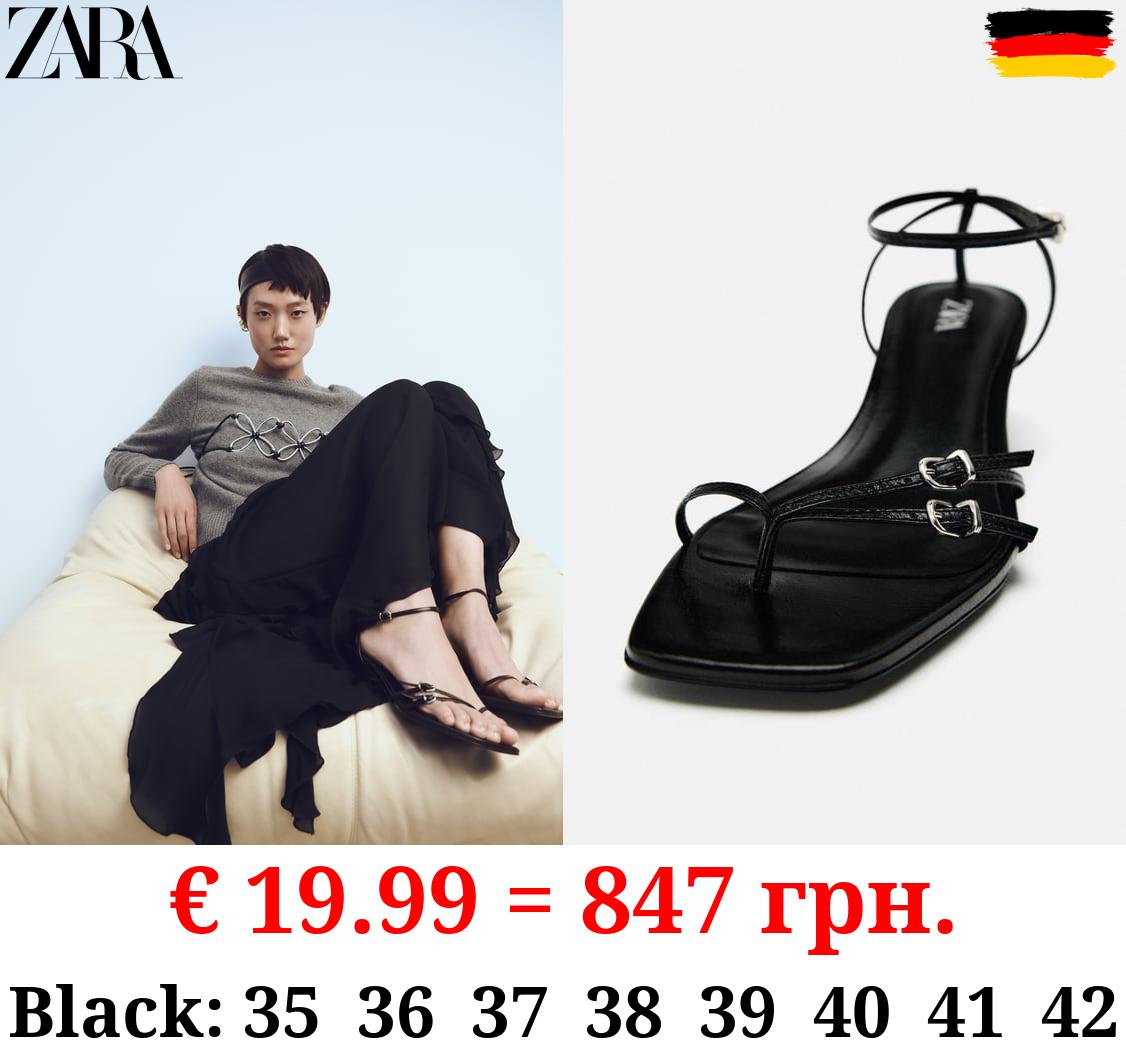 LEATHER STRAPPY SANDALS WITH BUCKLES