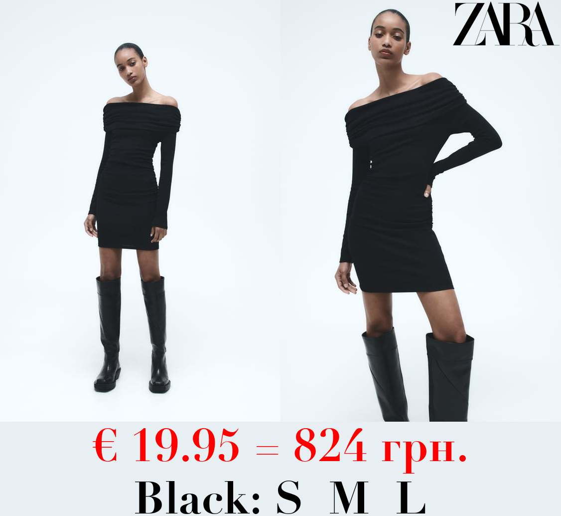 OFF-THE-SHOULDER DRESS WITH GATHERED DETAIL